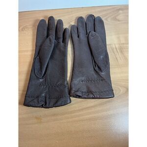 Vintage Pownes Genuine Leather Lined Brown Gloves Women
